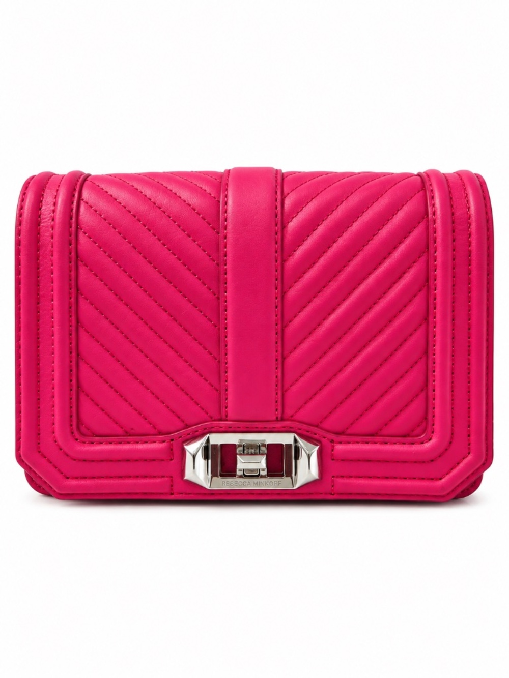 Rebecca Minkoff Love Hot Pink Chevron Quilted Crossbody Bag